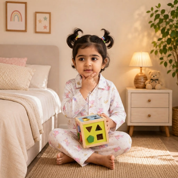 Girls Unicorn Print Muslin Night Suit