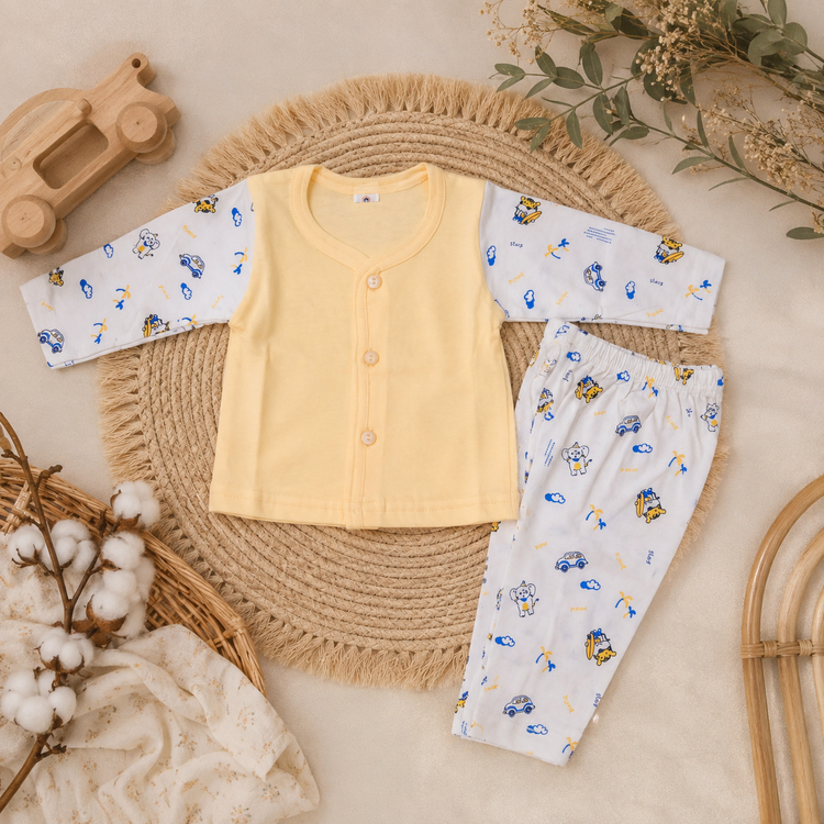 Pastel Yellow Cotton Newborn Clothing Set (2 Pair set)