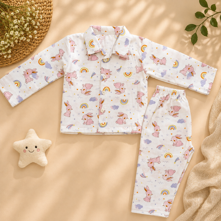 Girls Unicorn Print Cotton Night Suit