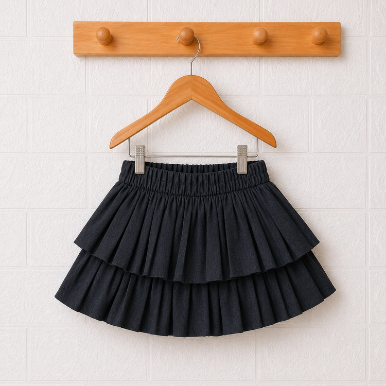 Bow Embellished Top with Layered Skirt Set