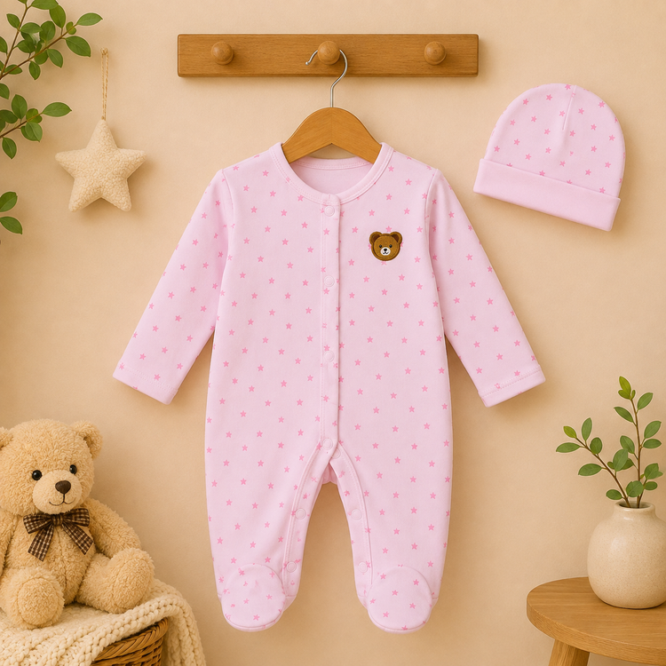 Baby Cotton Sleepsuit with Cap
