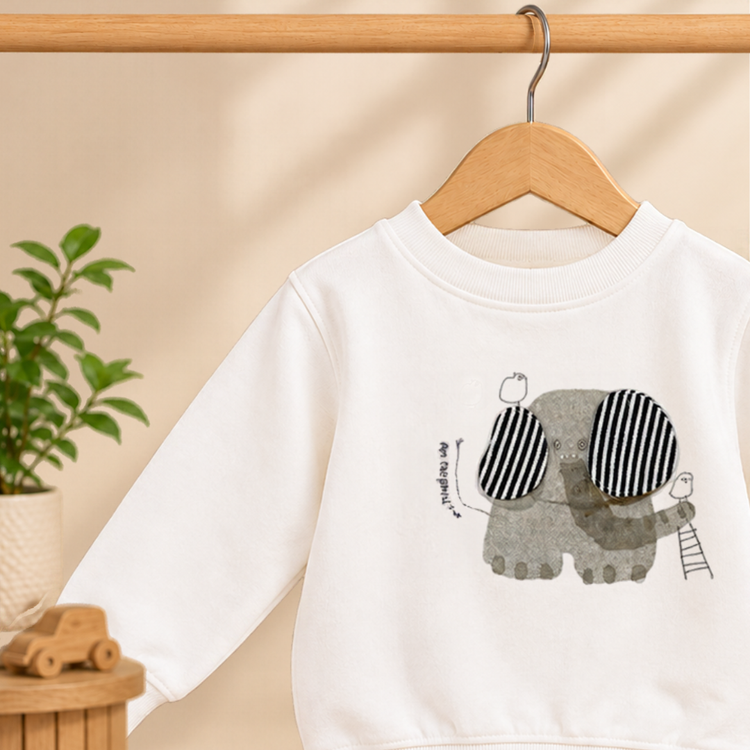 CuddleKins Playful Elephant Graphic Sweatshirt - Off-White