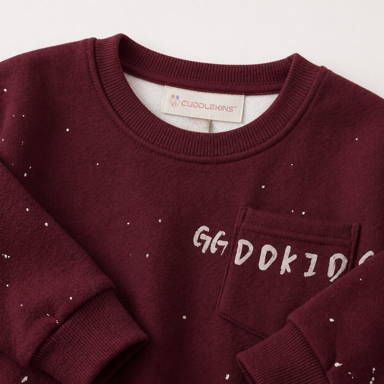 Kids Solid Maroon pre Winter Sweatshirt for boys