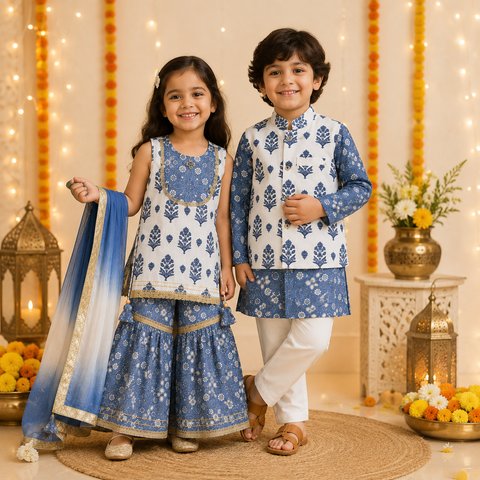 Blue Blossom Sibling Twinning Festive Set