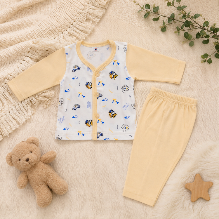 Pastel Yellow Cotton Newborn Clothing Set (2 Pair set)