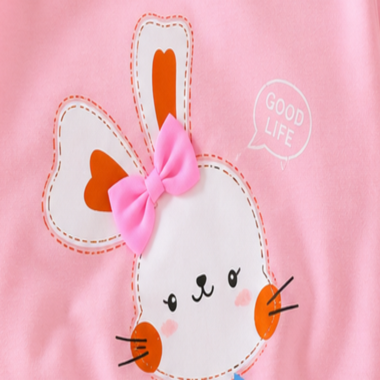 Pink Bunny Printed Fleece Sweatshirt
