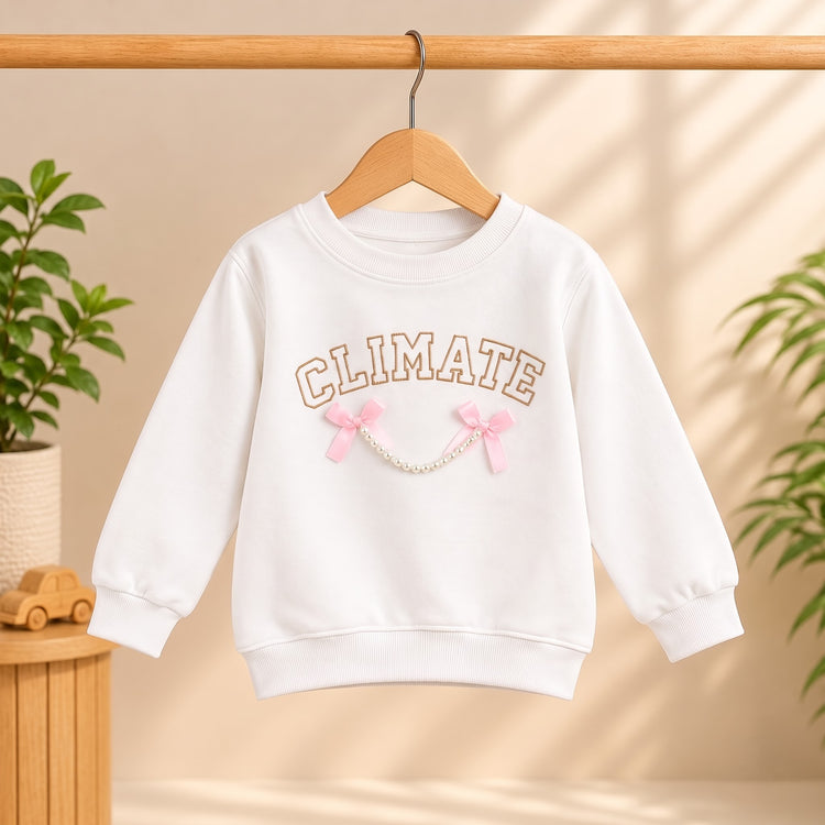 CuddleKins Off-White Bow & Chain Graphic Sweatshirt for Girls