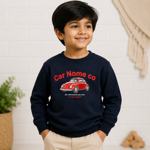 Boys Car Print Sweatshirt – Navy Blue