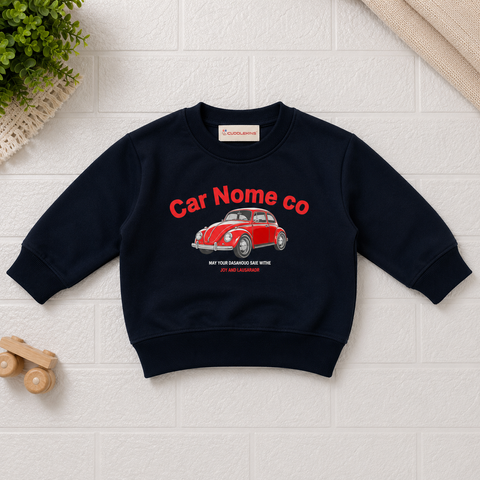 Red Car Printed Navy Blue Sweatshirt