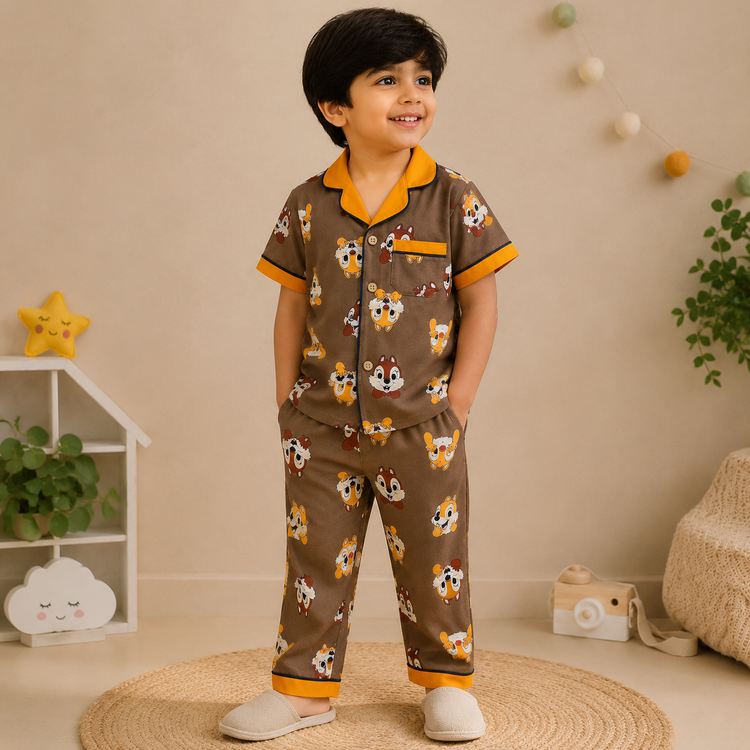 Little Explorer Cartoon Print Cotton Co-ord Set
