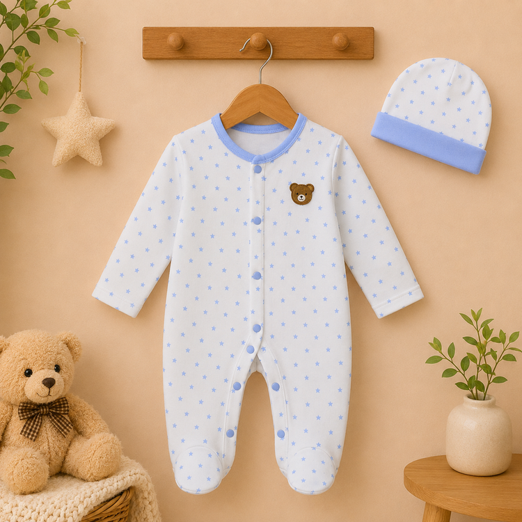 Baby Cotton Sleepsuit with Cap