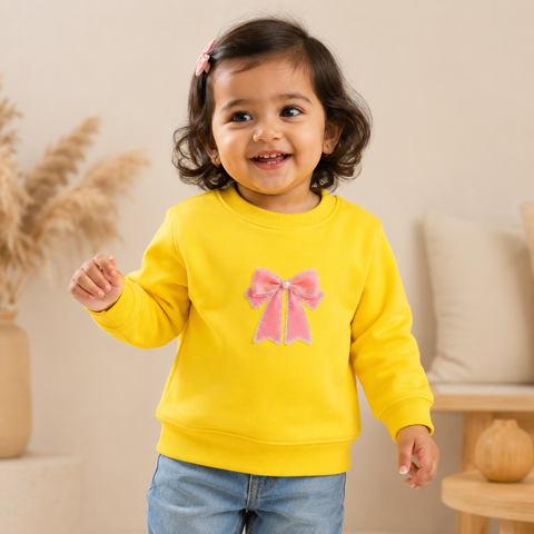 Girls Bow Appliqué Sweatshirt
