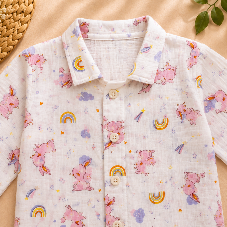 Girls Unicorn Print Cotton Night Suit