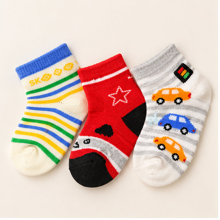 Tiny Toes by CuddleKins | Baby Boys Socks | Pack of 3 | 0–12 Months
