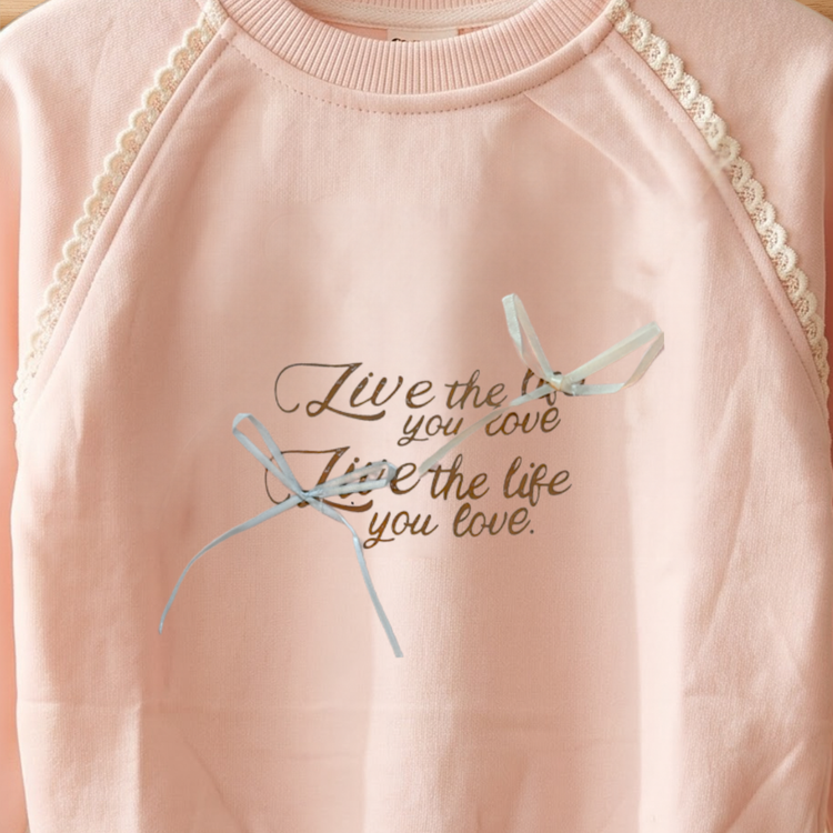 CuddleKins Pink Live the Life Bow Graphic Sweatshirt for Girls