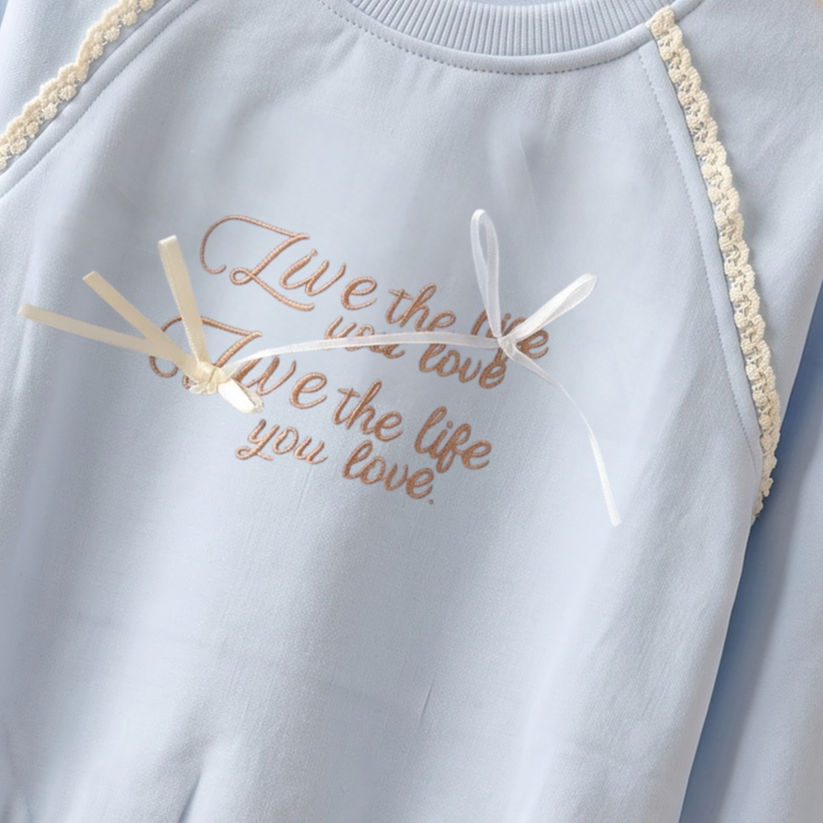 CuddleKins Light Blue Live the Life Bow Graphic Sweatshirt for Girls