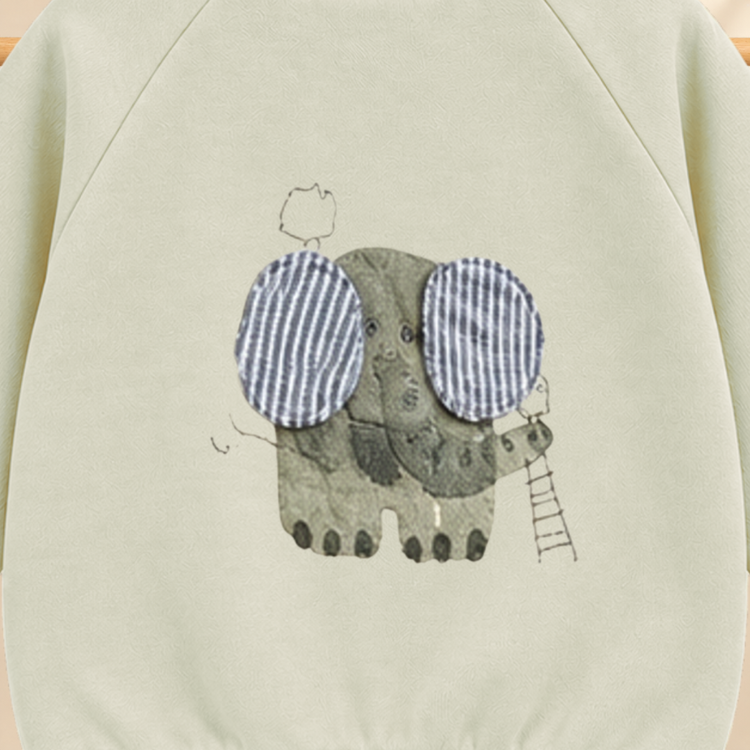 CuddleKins Boys Sage Green Elephant Graphic Sweatshirt