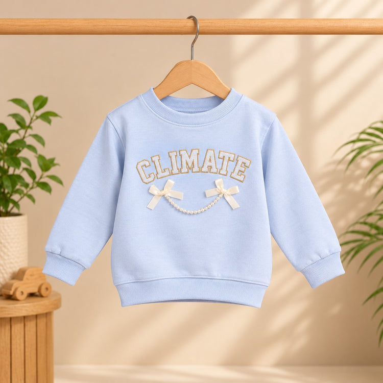 CuddleKins Light Blue Bow & Chain Graphic Sweatshirt for Girls