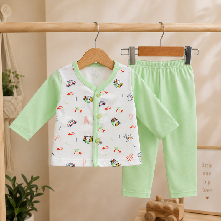 Mint Green Cotton Newborn Clothing Set (2 Pair set)