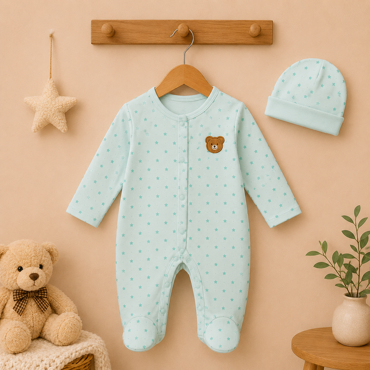 Baby Cotton Sleepsuit with Cap