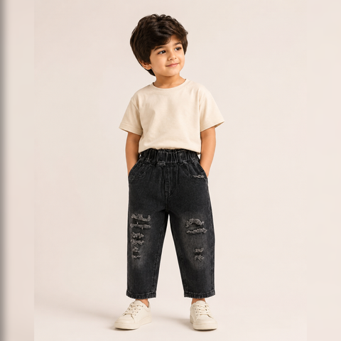 Kids Washed Black Denim Jeans