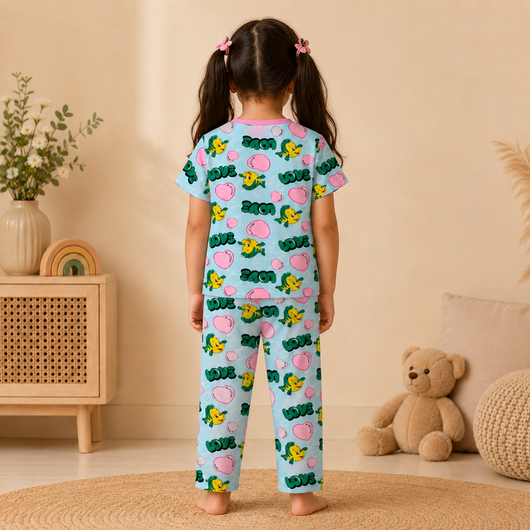 Kids Printed Co-ord Set – Sky Blue