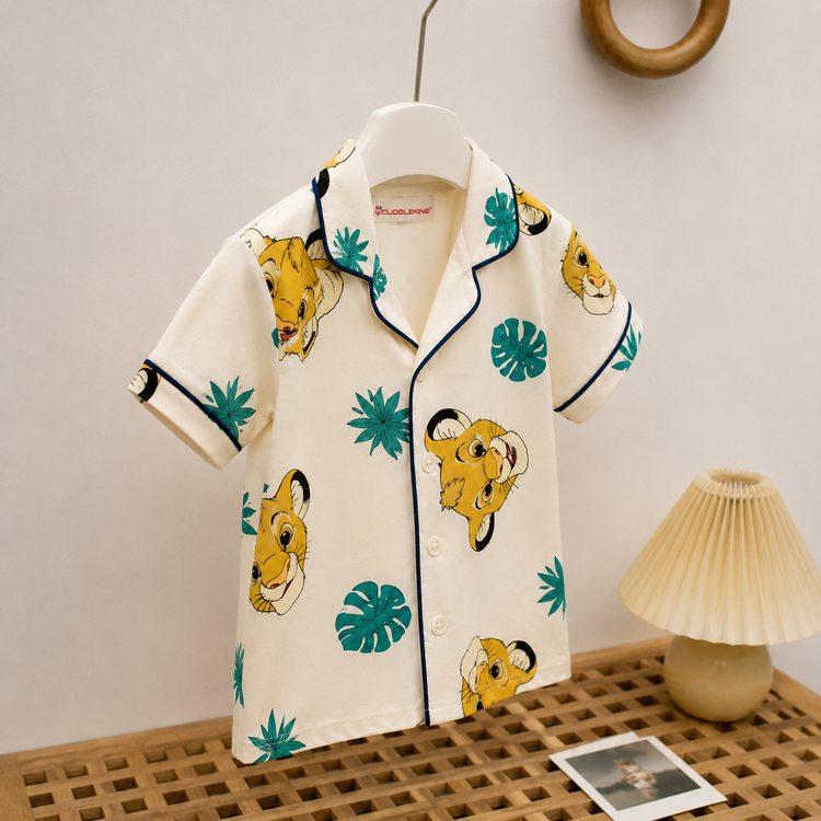 Little Lion Printed Cotton Night Suit Co-ord Set