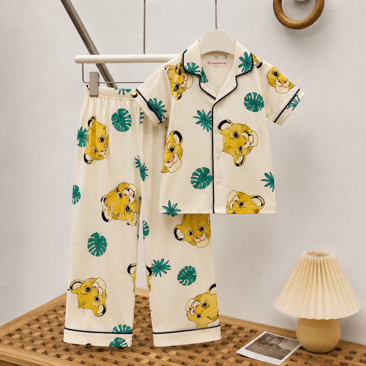 Little Lion Printed Cotton Night Suit Co-ord Set