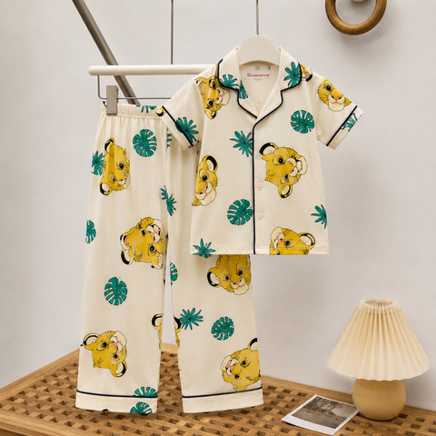 Kids Lion Print Night Suit Set