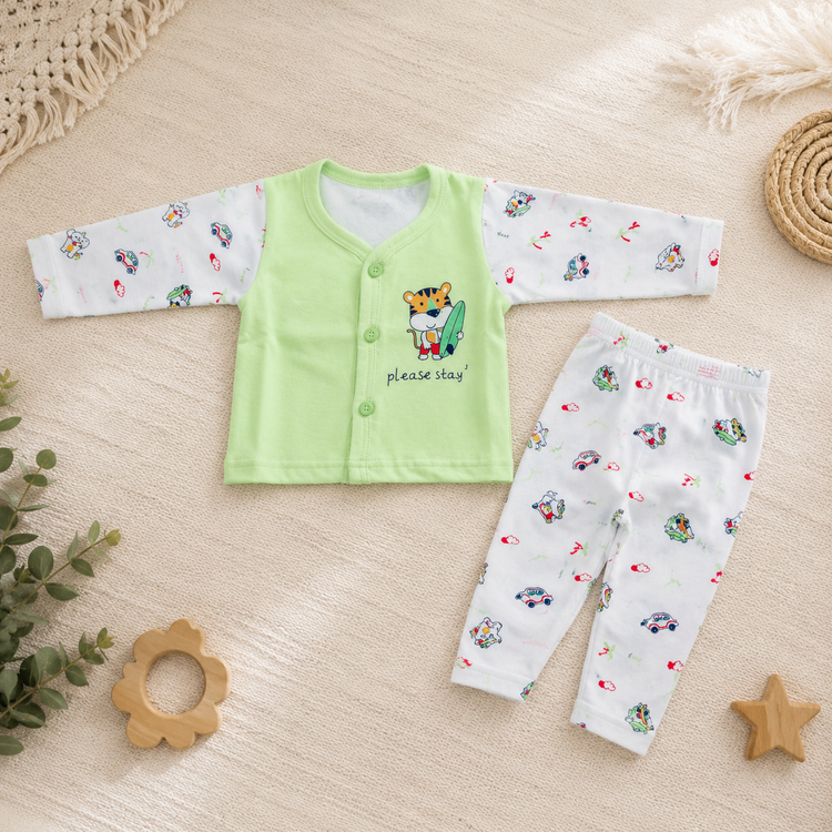 Mint Green Cotton Newborn Clothing Set (2 Pair set)