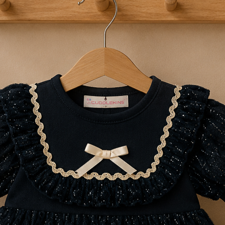 Glitter Party Dress with Ruffle Detailing