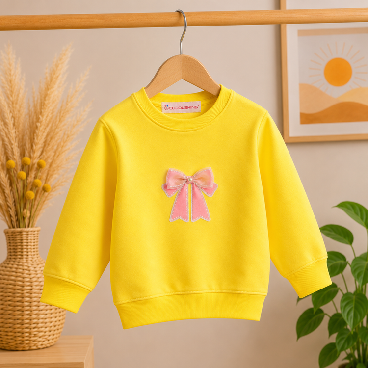Bow Applique Full Sleeve Sweatshirt