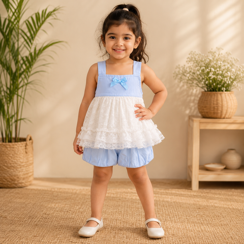 Girls Bow Top & Bloomer Set