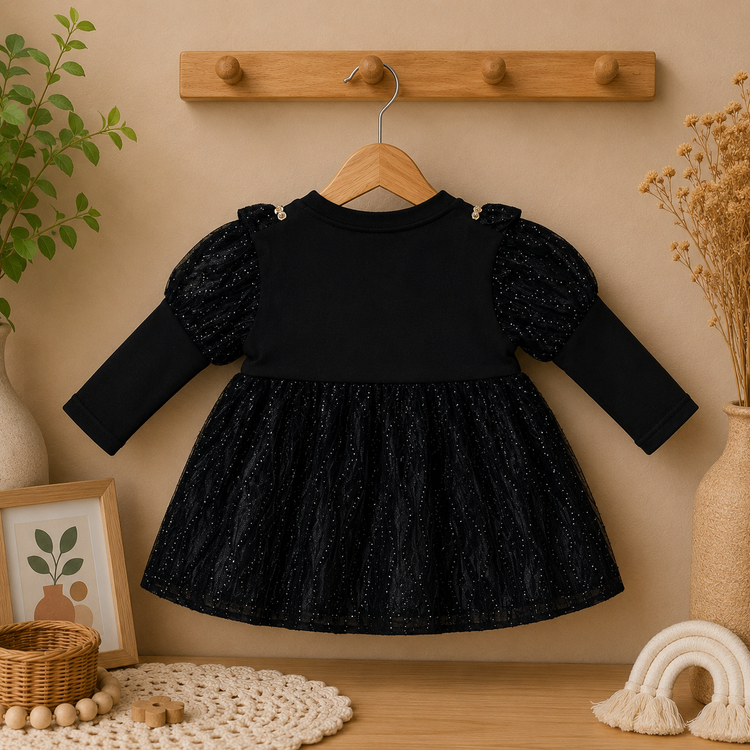 Glitter Party Dress with Ruffle Detailing