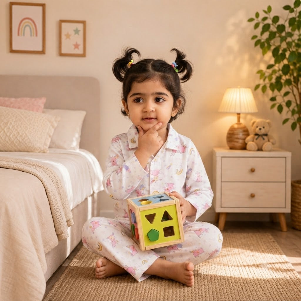Girls Unicorn Print Muslin Night Suit