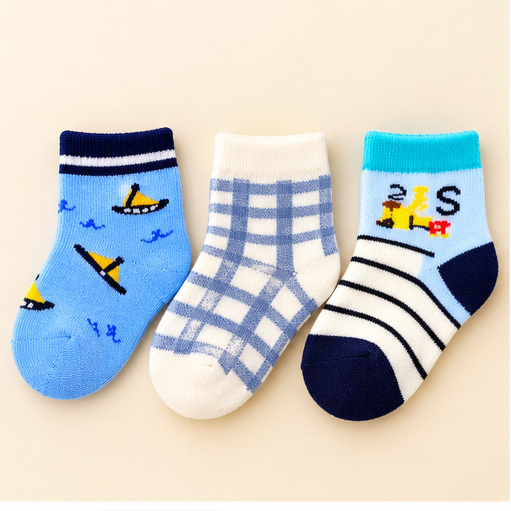 Little Steps by CuddleKins | Baby Boys Socks | Pack of 3 | 0–12 Months