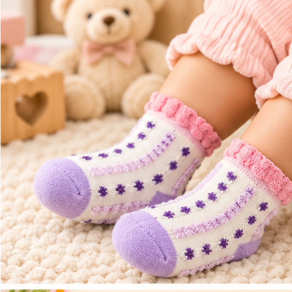 Little Toes by CuddleKins | Baby Girls Socks | Pack of 3 | 0–12 Months