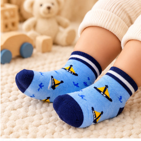 Little Steps by CuddleKins | Baby Boys Socks | Pack of 3 | 0–12 Months