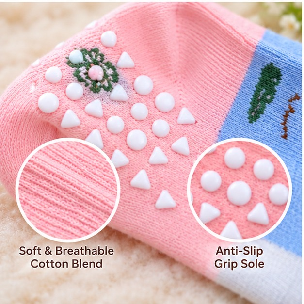 Happy Grips by CuddleKins | Unisex Anti-Slip Baby Socks | Any 5 Pairs