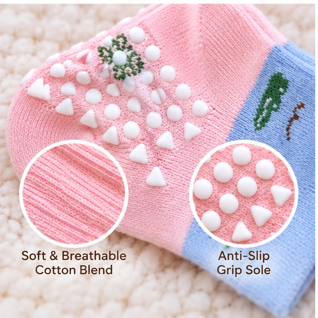 Tiny Grips by CuddleKins | Unisex Anti-Slip Baby Socks | Any 3 Pairs