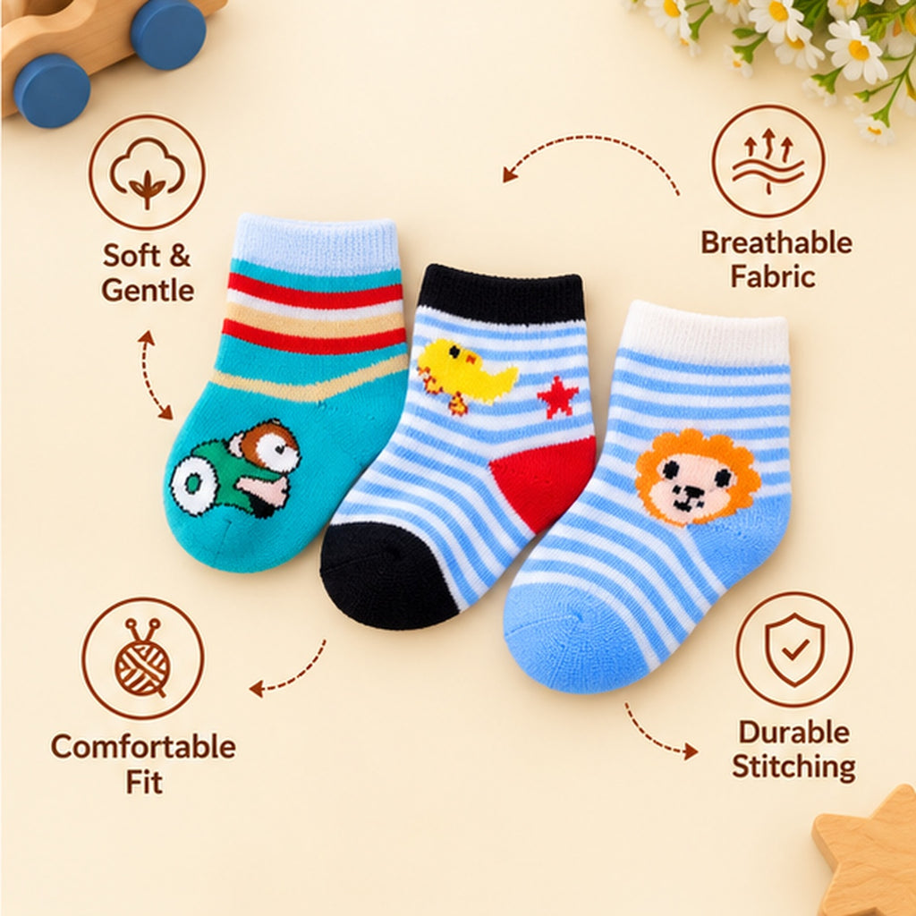Snuggle Toes by CuddleKins | Baby Boys Socks | Pack of 3 | 0–12 Months
