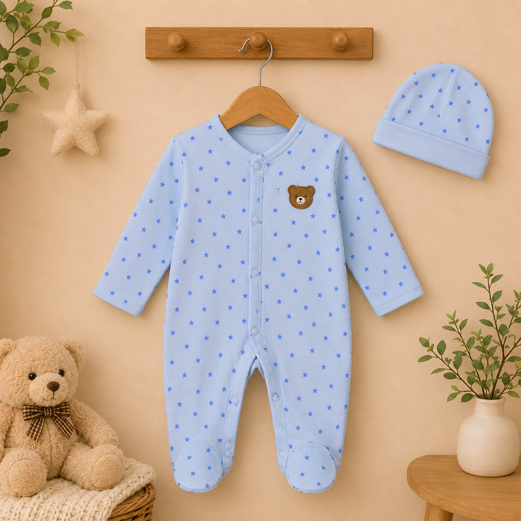 Baby Cotton Sleepsuit with Cap