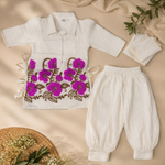 Girls Floral Embroidered Kurti Dhoti Set
