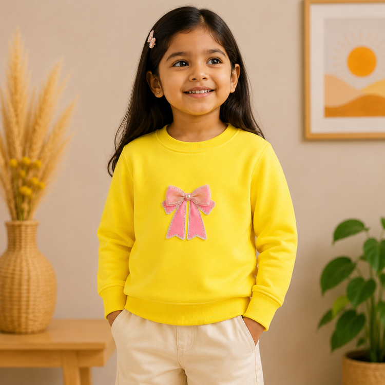 Bow Applique Full Sleeve Sweatshirt