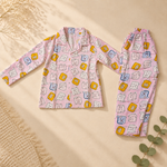 Cute Cartoon Print Pink Night Suit