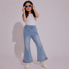 Girls Bow Denim Flared Jeans