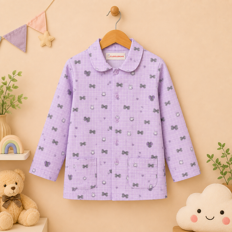 Kids Lavender Cotton Night Suit Set