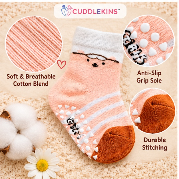 Grips by CuddleKins | Unisex Anti-Slip Baby Socks | Any 5 Pairs