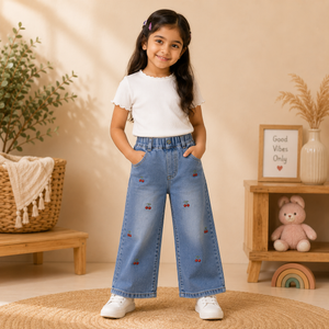 Girls Cherry Wide Leg Jeans