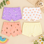 Girls Pastel Printed Boxer Underwear | Pack of 4 | Kids Innerwear